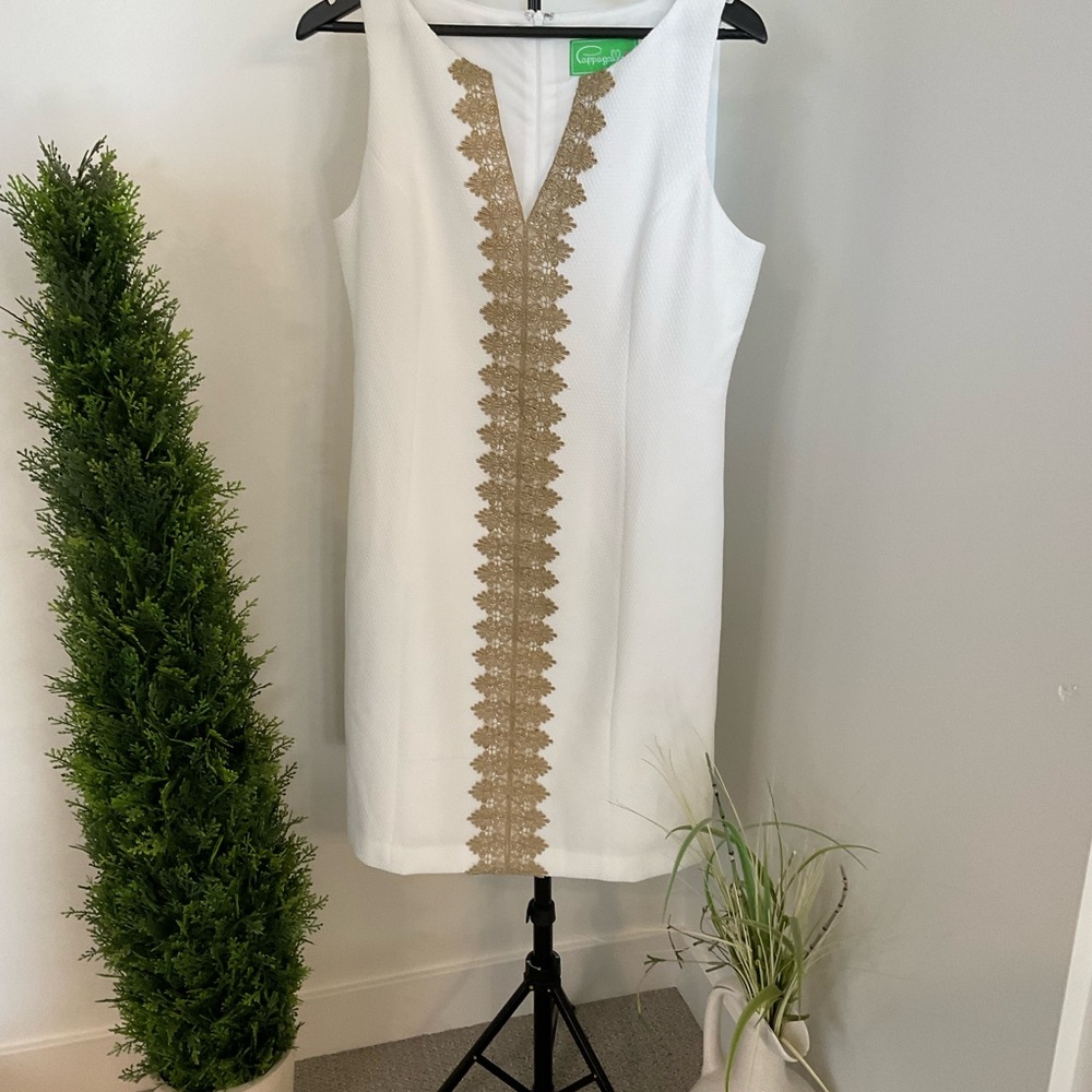 Pappagallo White Sleeveless V-Neck Sheath Dress